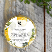 Load image into Gallery viewer, Meyer Lemon & Pink Grapefruit Candle in a Matt Gold Tin