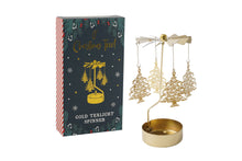 Load image into Gallery viewer, Gold Christmas Tree Tealight Spinner