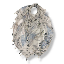 Load image into Gallery viewer, Tropical Leaf & Floral Print Tassel Scarf