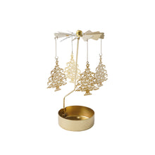 Load image into Gallery viewer, Gold Christmas Tree Tealight Spinner