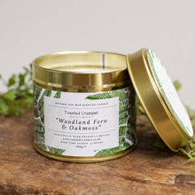 Load image into Gallery viewer, Woodland Fern & Oakmoss Candle in a Matt Gold Tin