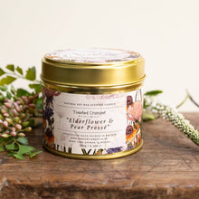 Load image into Gallery viewer, Elderflower & Pear Presse Candle in a Matt Gold Tin