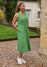 Load image into Gallery viewer, Linen Blend Sleeveless V Neck Drawstring Waist Dress