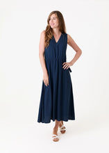 Load image into Gallery viewer, Linen Blend Sleeveless V Neck Drawstring Waist Dress
