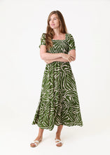 Load image into Gallery viewer, Mono Zebra Shirred Bodice Maxi Dress