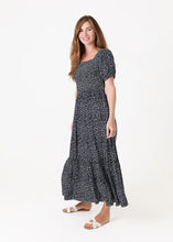 Load image into Gallery viewer, Mono Ditsy Shirred Bodice Maxi Dress