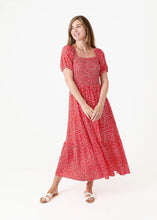 Load image into Gallery viewer, Mono Ditsy Shirred Bodice Maxi Dress