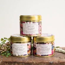 Load image into Gallery viewer, Elderflower & Pear Presse Candle in a Matt Gold Tin
