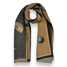 Load image into Gallery viewer, Feather Print Cashmere Blend Reversible Winter Scarf