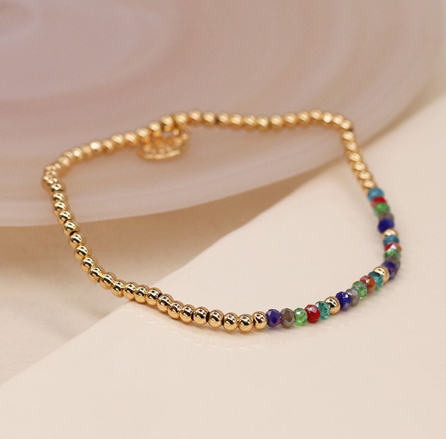 Golden & Multicoloured Bead Bracelet