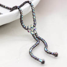 Load image into Gallery viewer, Metallic black classic crystal lariat necklace
