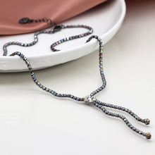 Load image into Gallery viewer, Metallic black classic crystal lariat necklace
