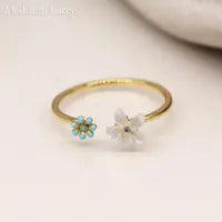 Gold plated open band flower ring