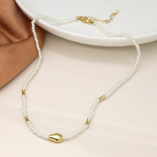 Load image into Gallery viewer, Ivory seed pearl and gold bead necklace
