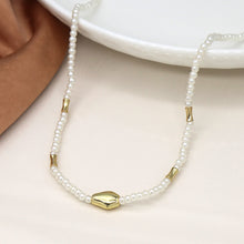 Load image into Gallery viewer, Ivory seed pearl and gold bead necklace
