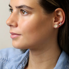 Load image into Gallery viewer, Golden triple flower and butterfly stud set
