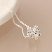 Load image into Gallery viewer, Silver plated triple mini crystal rings necklace

