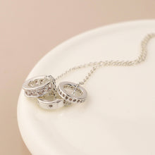 Load image into Gallery viewer, Silver plated triple mini crystal rings necklace
