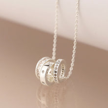 Load image into Gallery viewer, Silver plated triple mini crystal rings necklace
