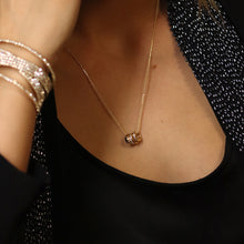 Load image into Gallery viewer, Golden triple mini crystal rings necklace
