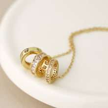 Load image into Gallery viewer, Golden triple mini crystal rings necklace

