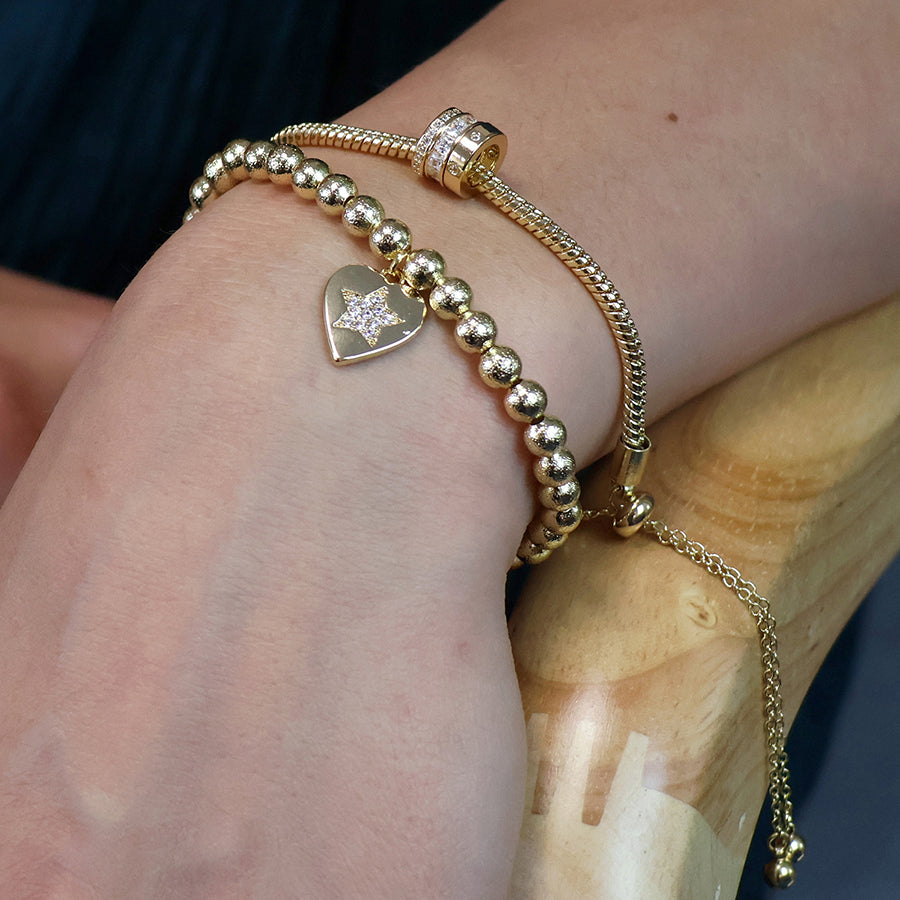 Golden triple mini crystal rings bracelet