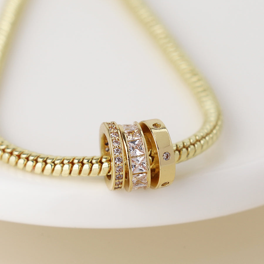 Golden triple mini crystal rings bracelet