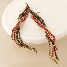 Load image into Gallery viewer, Black and pink mix ribbon twist crystal earrings

