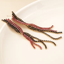 Load image into Gallery viewer, Black and pink mix ribbon twist crystal earrings
