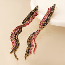 Load image into Gallery viewer, Black and pink mix ribbon twist crystal earrings
