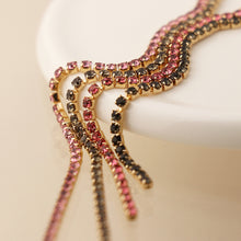 Load image into Gallery viewer, Black and pink mix crystal lariat necklace
