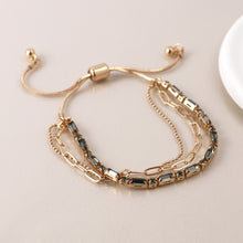 Load image into Gallery viewer, Golden smoky crystals and chains bracelet
