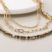 Load image into Gallery viewer, Golden smoky crystals and chains necklace
