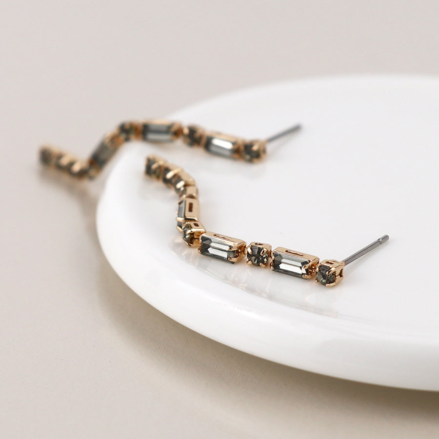 Golden smoky crystal strand earrings