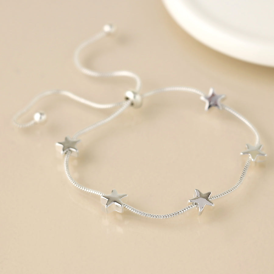 Silver Plated snake chain and stars adjustable bracelet (Copy)