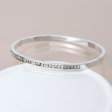 Load image into Gallery viewer, Silver plated clear crystals hinged bangle
