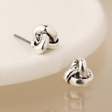 Load image into Gallery viewer, Silver plated infinity knot earrings
