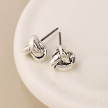 Load image into Gallery viewer, Silver plated infinity knot earrings
