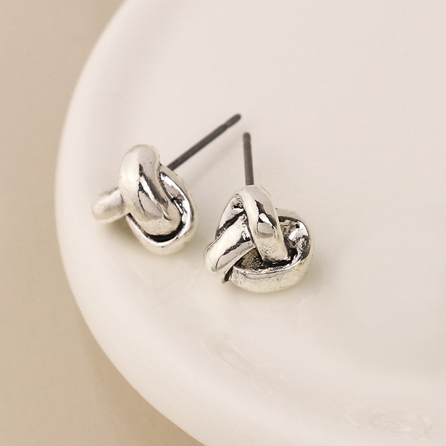 Silver plated infinity knot earrings