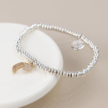 Load image into Gallery viewer, Silver plated crystal crescent moon and star bracelet
