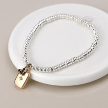 Load image into Gallery viewer, Silver plated amulet and heart charm bracelet
