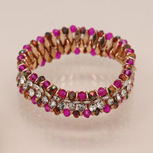 Load image into Gallery viewer, Antique style pink and clear crystal stretch bracelet
