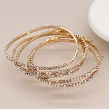 Load image into Gallery viewer, Golden multistrand cream mix crystal bracelet stack

