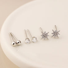Load image into Gallery viewer, Silver plated crystal, star and bead earring set
