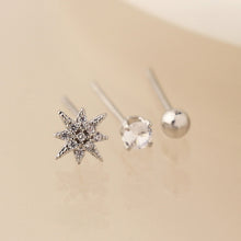 Load image into Gallery viewer, Silver plated crystal, star and bead earring set
