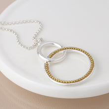 Load image into Gallery viewer, Silver plated double loop and golden bead necklace
