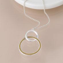 Load image into Gallery viewer, Silver plated double loop and golden bead necklace
