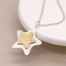 Load image into Gallery viewer, Silver plated and golden layered star necklace
