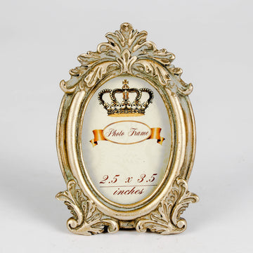 Gold Antique Baroque Decorative Oval Photo Frame – 2.5×3.5"