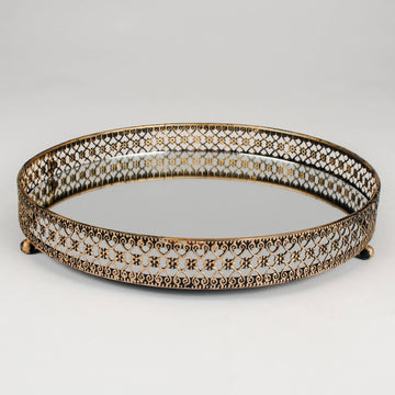 Antique Gold Mirrored Tray – Elegant Decorative Accent